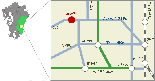 町へのアクセスの図